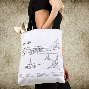 Bolso De Tela Airbus A320 - Planes de dibujo del plano aéreo BD