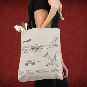 Bolso De Tela Airbus A320 - Planos de dibujo de blueprint de avi