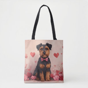 Bolso De Tela Airedale con Rosas - Día de San Valentín