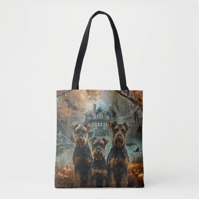 Bolso De Tela Airedale Halloween Night Doggy Delight (Anverso)