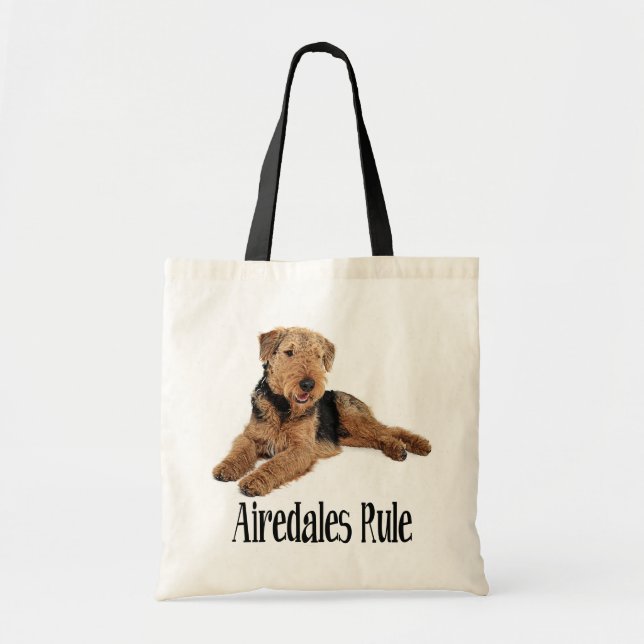 Bolso De Tela Airedale Terrier Brown y Black Puppy Perro (Frente)