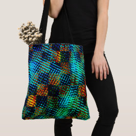 Bolso De Tela Ajedrez azul, arañazos verdes, mancha sucia roja f