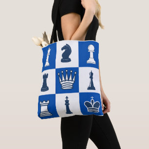 Bolso De Tela Ajedrez Piece Tote Bag Impresión de todo sobre Aje