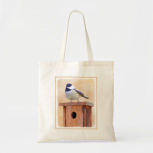 Bolso De Tela Ajedrez sobre pintura de aves original
