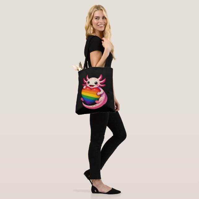 Bolso De Tela Ajolote Arcoíris Corazón Orgullo Anfibio (Puesto)