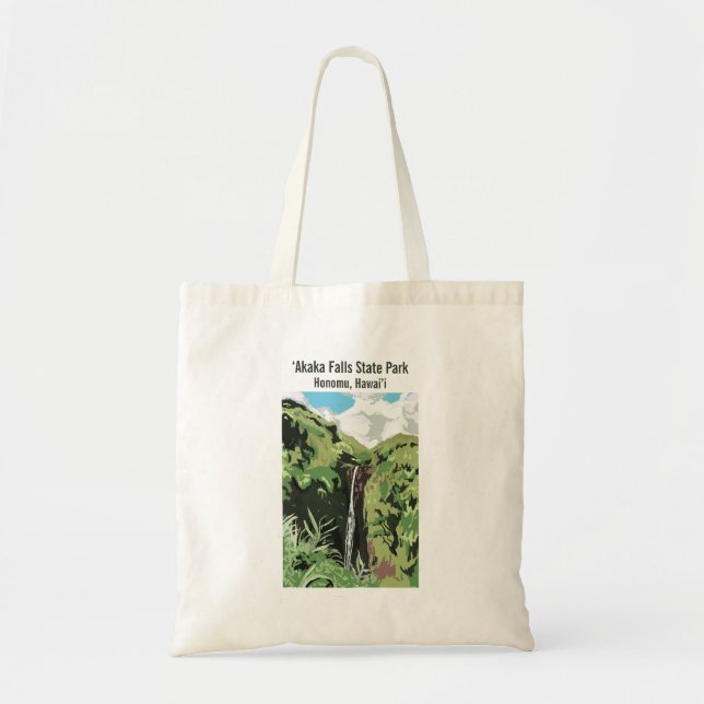 Bolso De Tela Akaka Falls Hawaii Waterfall Tropical Landscape  (Frente)