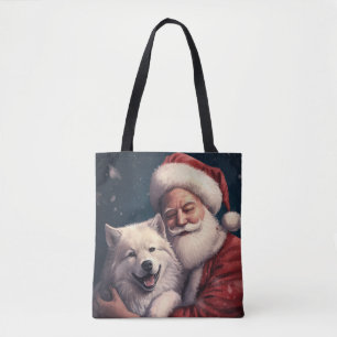 Bolso De Tela Akita con Santa Claus Navideño Festivo