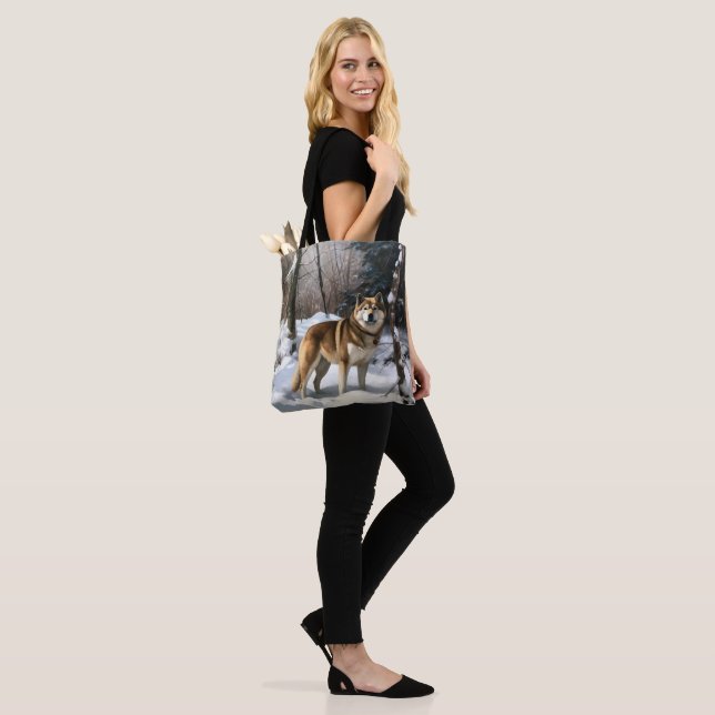 Bolso De Tela Akita Deja que nieve Navidad (Puesto)