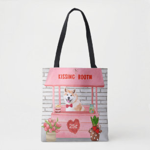 Bolso De Tela Akita Dog El día de San Valentín Kissing Booth