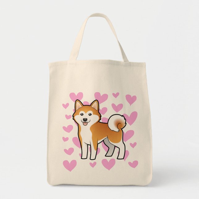 Bolso De Tela Akita Inu/amor de Shiba Inu (Frente)