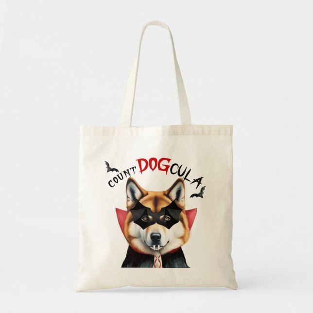 Bolso De Tela Akita Perro Trick de vampiros o trata Halloween (Frente)