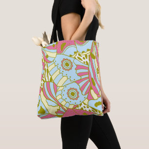 Bolso De Tela Ala de mariposa azul rosada abstracta