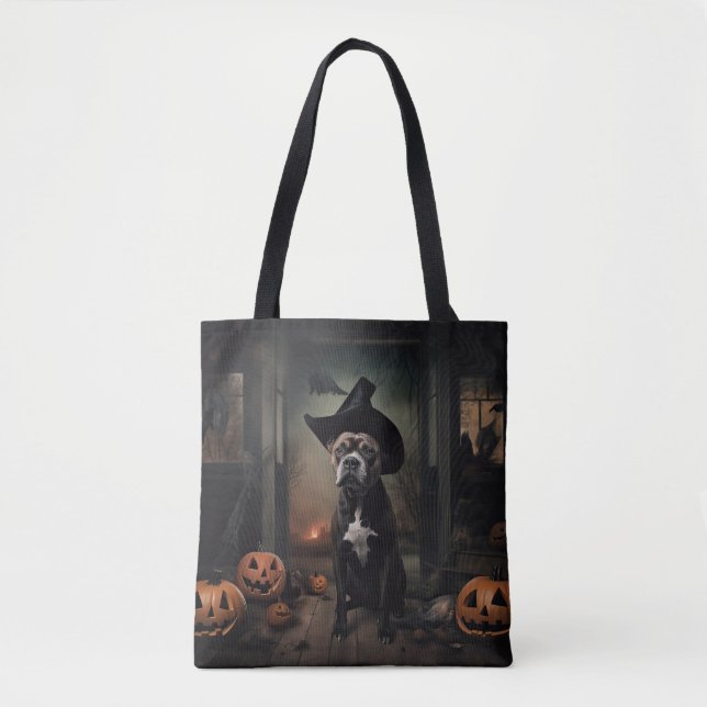 Bolso De Tela Alarma de Halloween de las calabazas del Terrier d (Anverso)