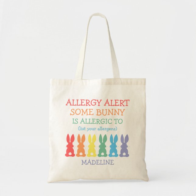 Bolso De Tela Alarma de la alergia alimentaria de los conejitos (Frente)