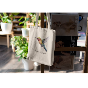 Bolso De Tela Alas arcoiris: Vibrante Hummingbird Art, personali
