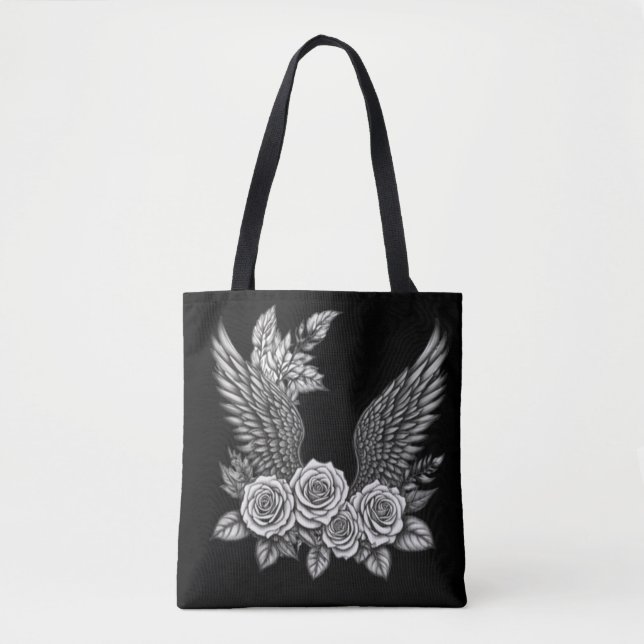 Bolso De Tela Alas con flores. Alas de flores estéticas (Anverso)