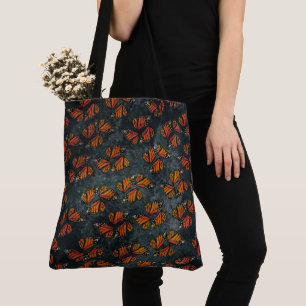 Bolso De Tela Alas de Mariposa Monarca Naranja Marmoleadas Gris