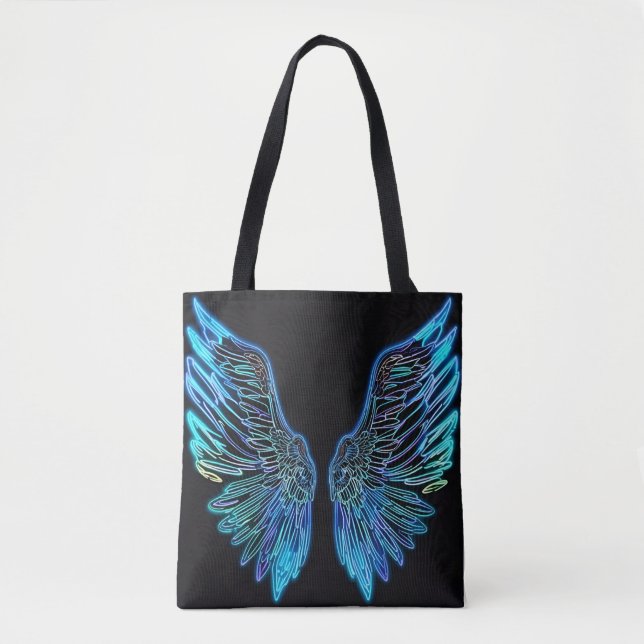 Bolso De Tela Alas Neon Black and Blue Angel (Anverso)