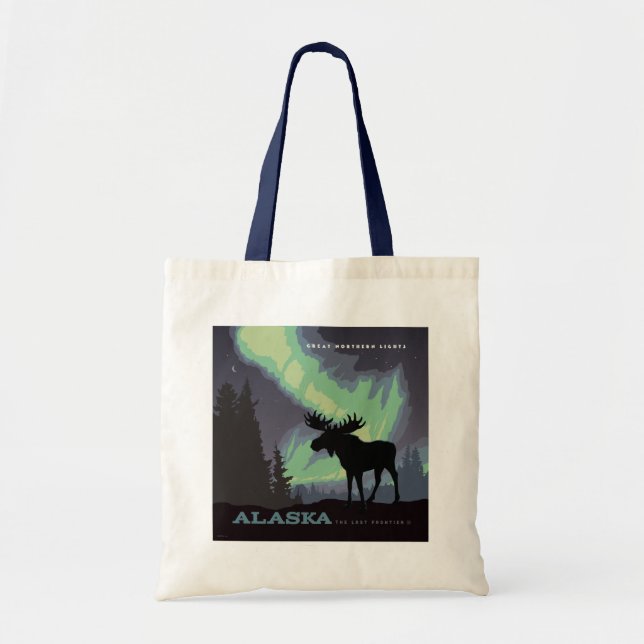 Bolso De Tela Alaska | Moose de las luces del norte (Frente)