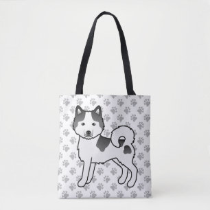Bolso De Tela Alaskan Malamute Piebald Negro Perro Lindo & Patas