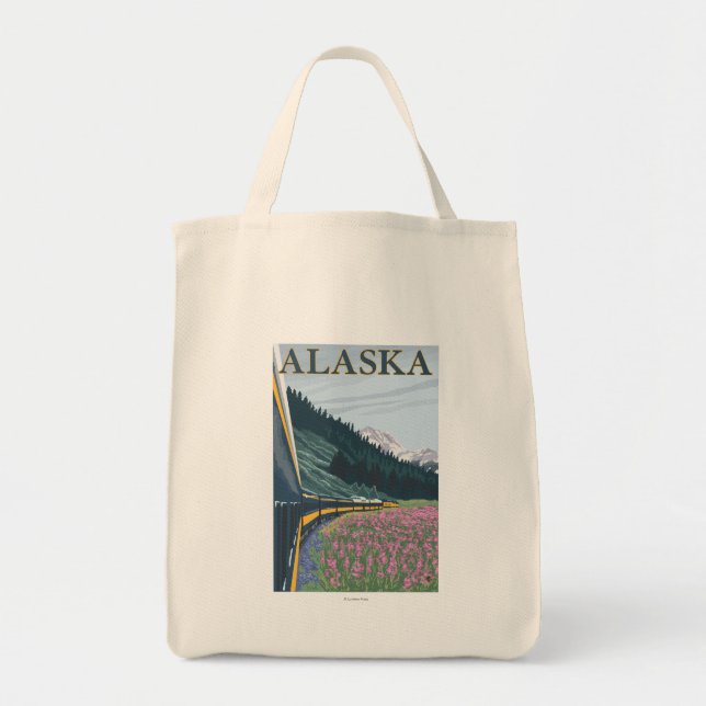 Bolso De Tela AlaskaRailroad y Fireweed Vintage Travel (Frente)