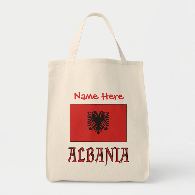 Bolso De Tela Albania Bandera Albanesa Roja Personalizada (Frente)