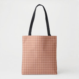 Bolso De Tela Albaricoque Blanco Cuadro Patrón Clásico Brillante