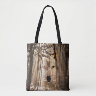 Bolso De Tela Alcohol del lobo en las maderas