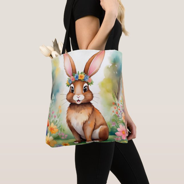Bolso De Tela Alegre conejito marrón 1, Pascua (Detalle)