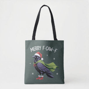 Bolso De Tela Alegre cuervo F-Caw-F divertido Navidad cuervo sar