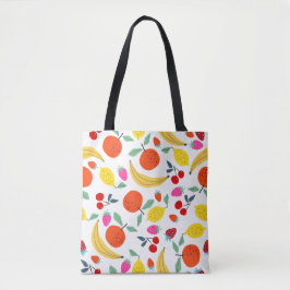 Bolso De Tela Alegre Estampado de Frutas Frescas