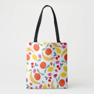 Bolso De Tela Alegre Estampado de Frutas Frescas