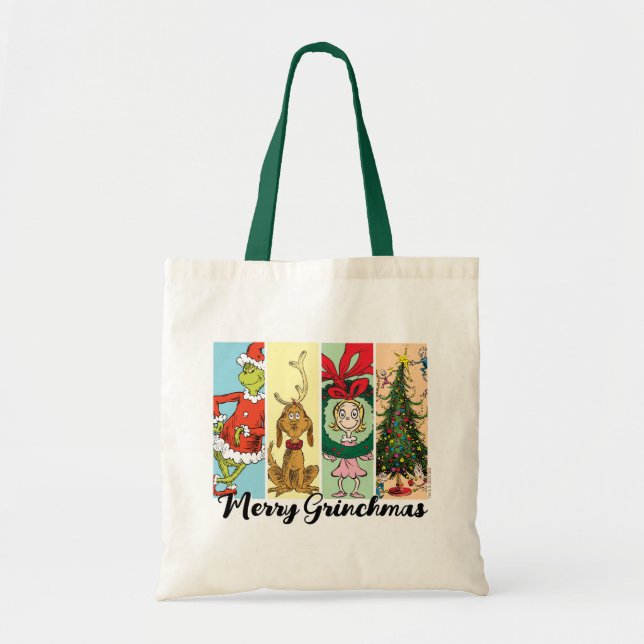 Bolso De Tela Alegre Grinchmas Collage Navideño (Frente)