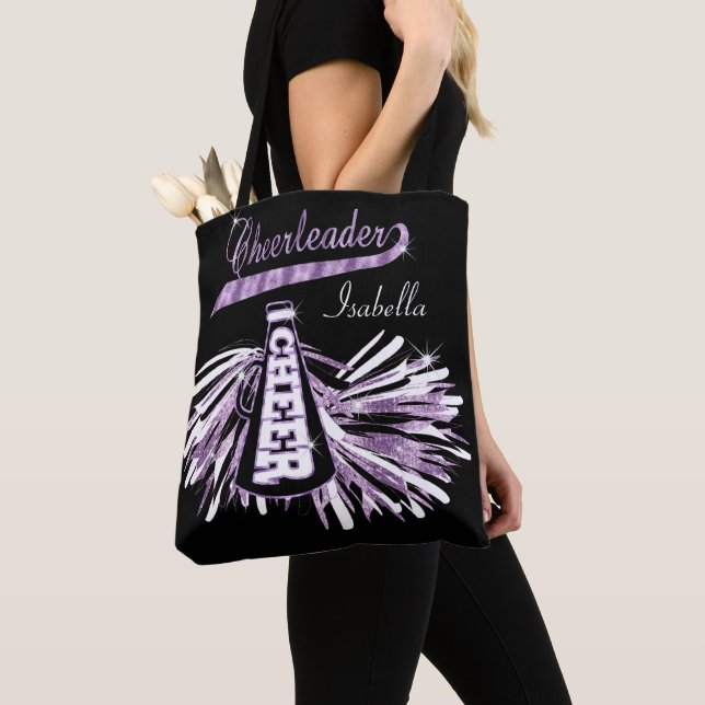 Bolso De Tela Alegre morado, negro y blanco Purpurina (Detalle)