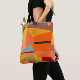 Bolso De Tela Alegre paisaje montañoso, arte abstracto de Paul K