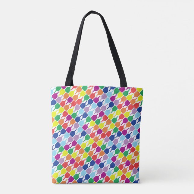 Bolso De Tela Alegres palas de pickleball 💚 ❤️ 💛 💙 (Reverso)