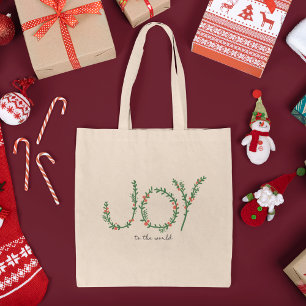 Bolso De Tela Alegría a los Navidades del mundo, guirnaldas verd