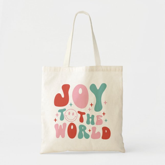 Bolso De Tela Alegría A Los Navidades Retro Del Mundo (Frente)