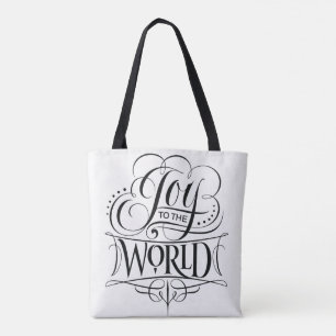 Bolso De Tela Alegría al blanco de la caligrafía del navidad d