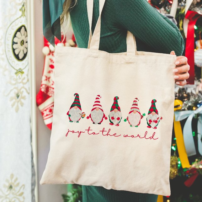 Bolso De Tela Alegría al mundo | Funny Gnomes Navidades (Subido por el creador)