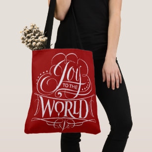 Bolso De Tela Alegría al Mundo Navidad Caligrafía Rojo