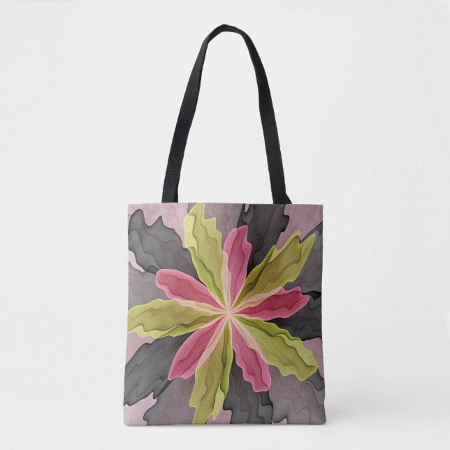 Bolso De Tela Alegría, antracita verde rosada Fantasía Flower Fr (Anverso)