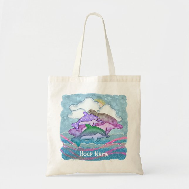 Bolso De Tela Alegría de delfines (Frente)