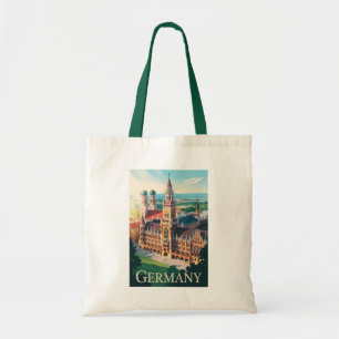 Bolso De Tela Alemania Munich Ilustracion Viaje Arte Viaje Vinta