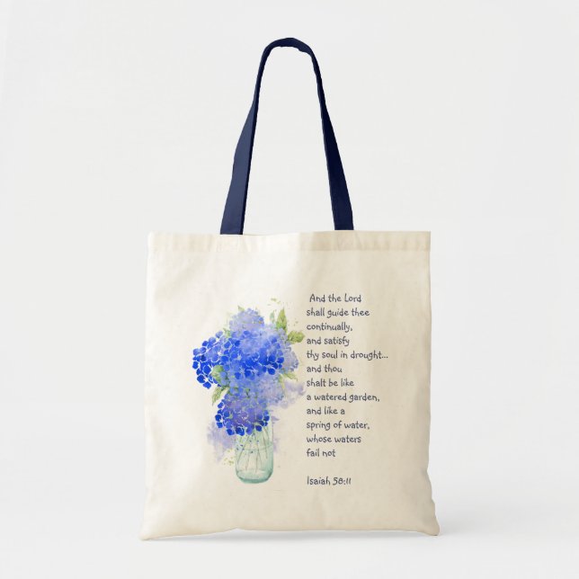 Bolso De Tela Alentar la Escritura Isaiah Blue Garden Flor (Frente)
