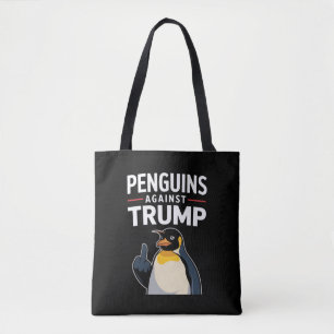 Bolso De Tela Aletas de pingüino arriba resisten pingüinos contr