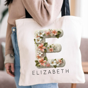 Bolso De Tela Alfabeto de flores silvestres vintage para agradec