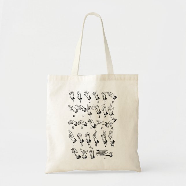 Bolso De Tela alfabeto del lenguaje de signos (Frente)