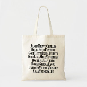 BOLSO DE TELA ALFABETO FONETICO / PALABRAS DE CÓDIGO