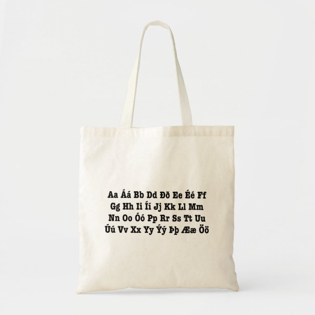 Bolso De Tela Alfabeto islandés [Íslenska Stafrófič] (Frente)